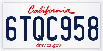 CA license plate 6TQC958