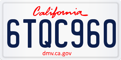 CA license plate 6TQC960