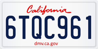 CA license plate 6TQC961