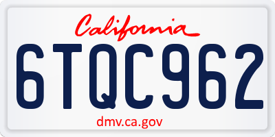 CA license plate 6TQC962