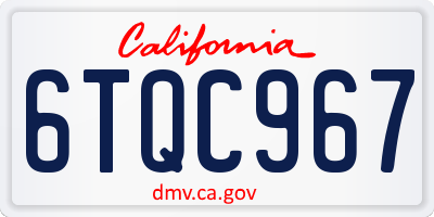 CA license plate 6TQC967