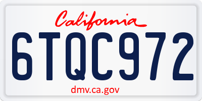 CA license plate 6TQC972