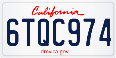 CA license plate 6TQC974