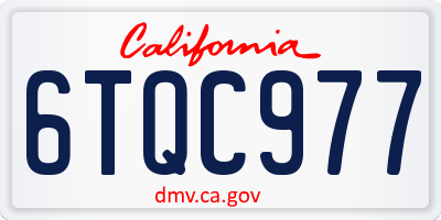 CA license plate 6TQC977