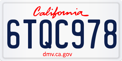 CA license plate 6TQC978