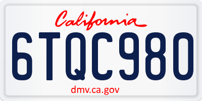 CA license plate 6TQC980