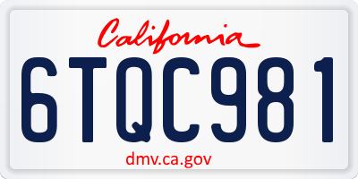 CA license plate 6TQC981