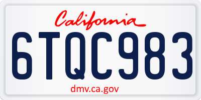 CA license plate 6TQC983