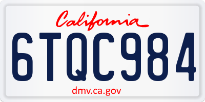 CA license plate 6TQC984