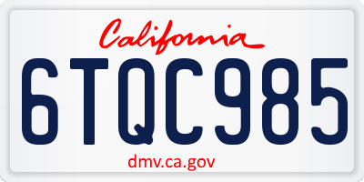 CA license plate 6TQC985