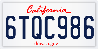 CA license plate 6TQC986