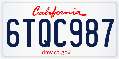 CA license plate 6TQC987