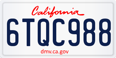 CA license plate 6TQC988