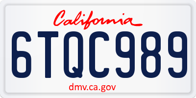 CA license plate 6TQC989