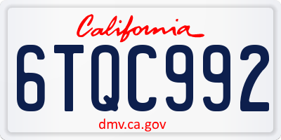 CA license plate 6TQC992