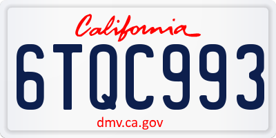 CA license plate 6TQC993