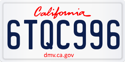 CA license plate 6TQC996