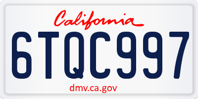 CA license plate 6TQC997