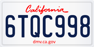 CA license plate 6TQC998