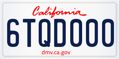 CA license plate 6TQD000