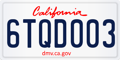 CA license plate 6TQD003