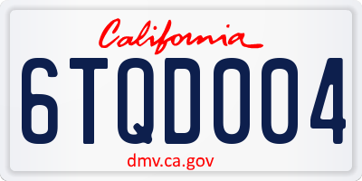 CA license plate 6TQD004