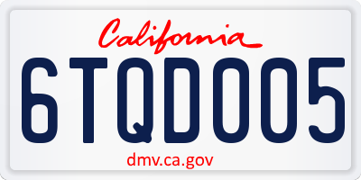 CA license plate 6TQD005