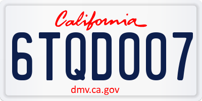 CA license plate 6TQD007