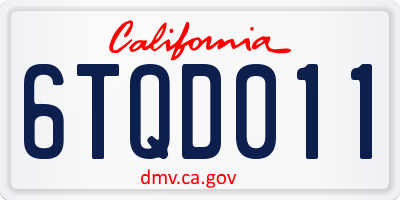 CA license plate 6TQD011