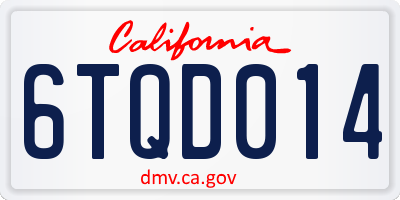 CA license plate 6TQD014