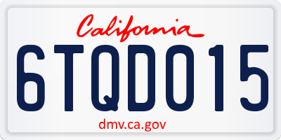 CA license plate 6TQD015