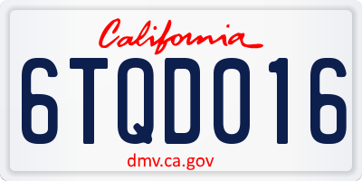 CA license plate 6TQD016