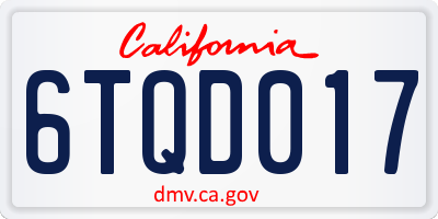 CA license plate 6TQD017
