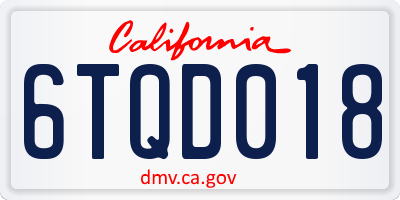 CA license plate 6TQD018