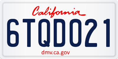 CA license plate 6TQD021