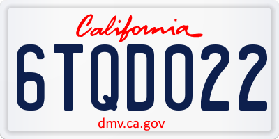 CA license plate 6TQD022