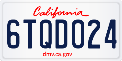 CA license plate 6TQD024