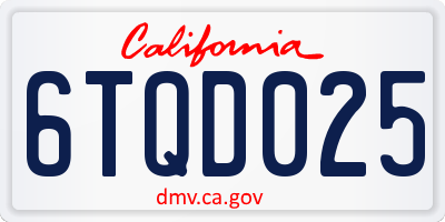 CA license plate 6TQD025