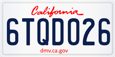 CA license plate 6TQD026