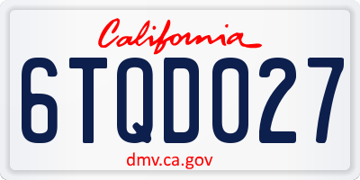 CA license plate 6TQD027