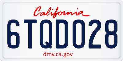 CA license plate 6TQD028