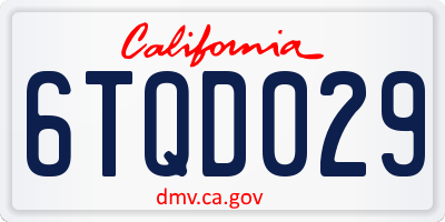 CA license plate 6TQD029