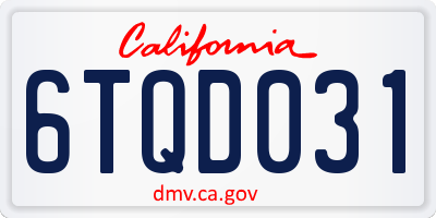 CA license plate 6TQD031