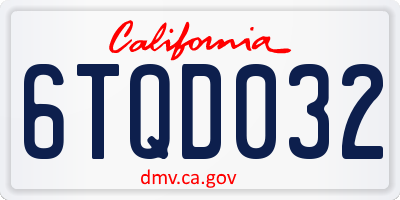 CA license plate 6TQD032