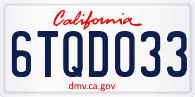 CA license plate 6TQD033