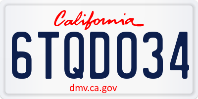 CA license plate 6TQD034