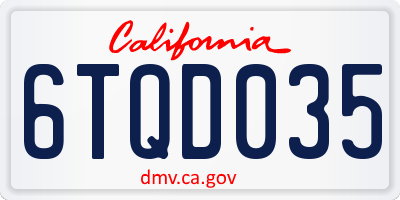 CA license plate 6TQD035