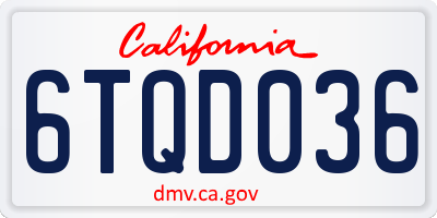 CA license plate 6TQD036