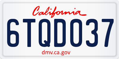 CA license plate 6TQD037