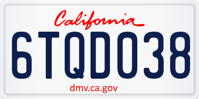 CA license plate 6TQD038